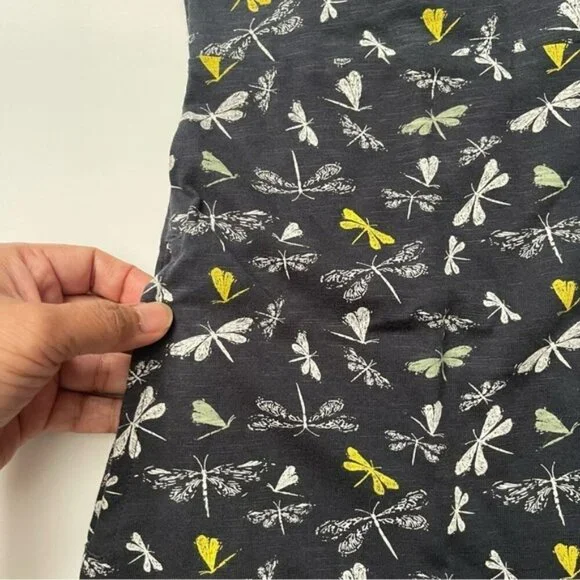Weird Fish Navy Blue Dragonfly Organic Cotton Jersey Dress US S - Picture 4 of 7